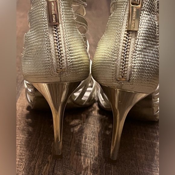 Michael Kors Gold Strappy Heels Size 8 - Picture 13 of 16